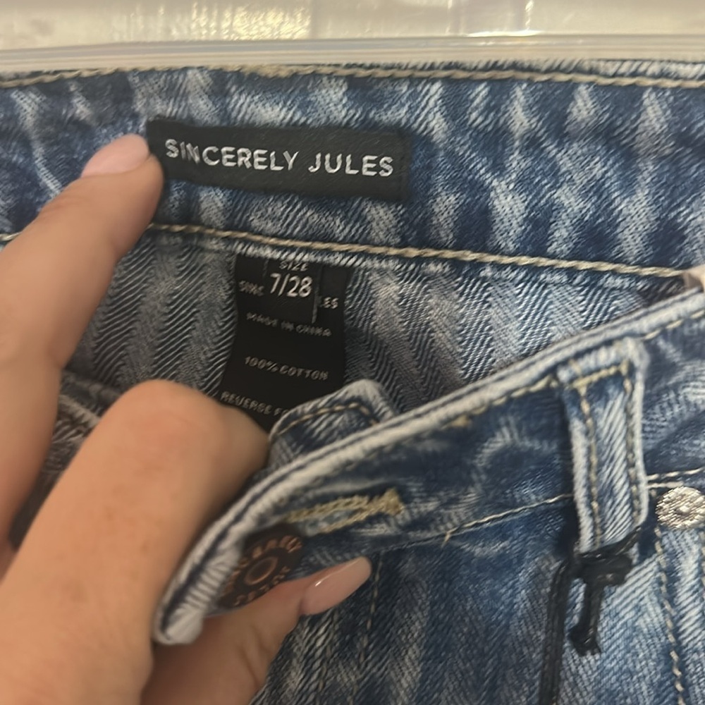 Sincerely Jules stripe 90’s straight leg jeans size 7/28 - Picture 3 of 4